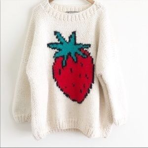 Free People x GOGO strawberry pullover sweater